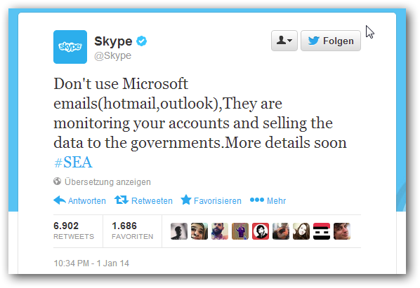Skype Twitter Account hacked
