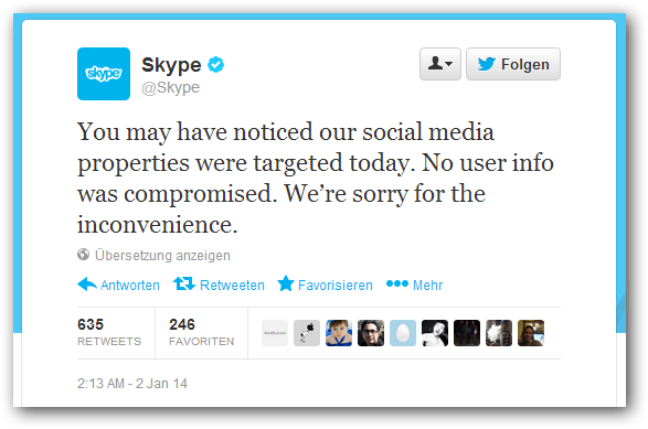 Skype Twitter hacked