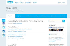 Skype Blog hacked 1