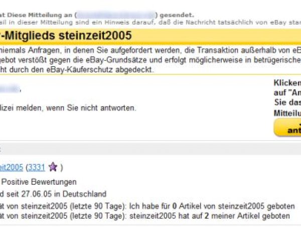 eBay-Phishing: Drohung mit Polizei über Fake-Nachricht